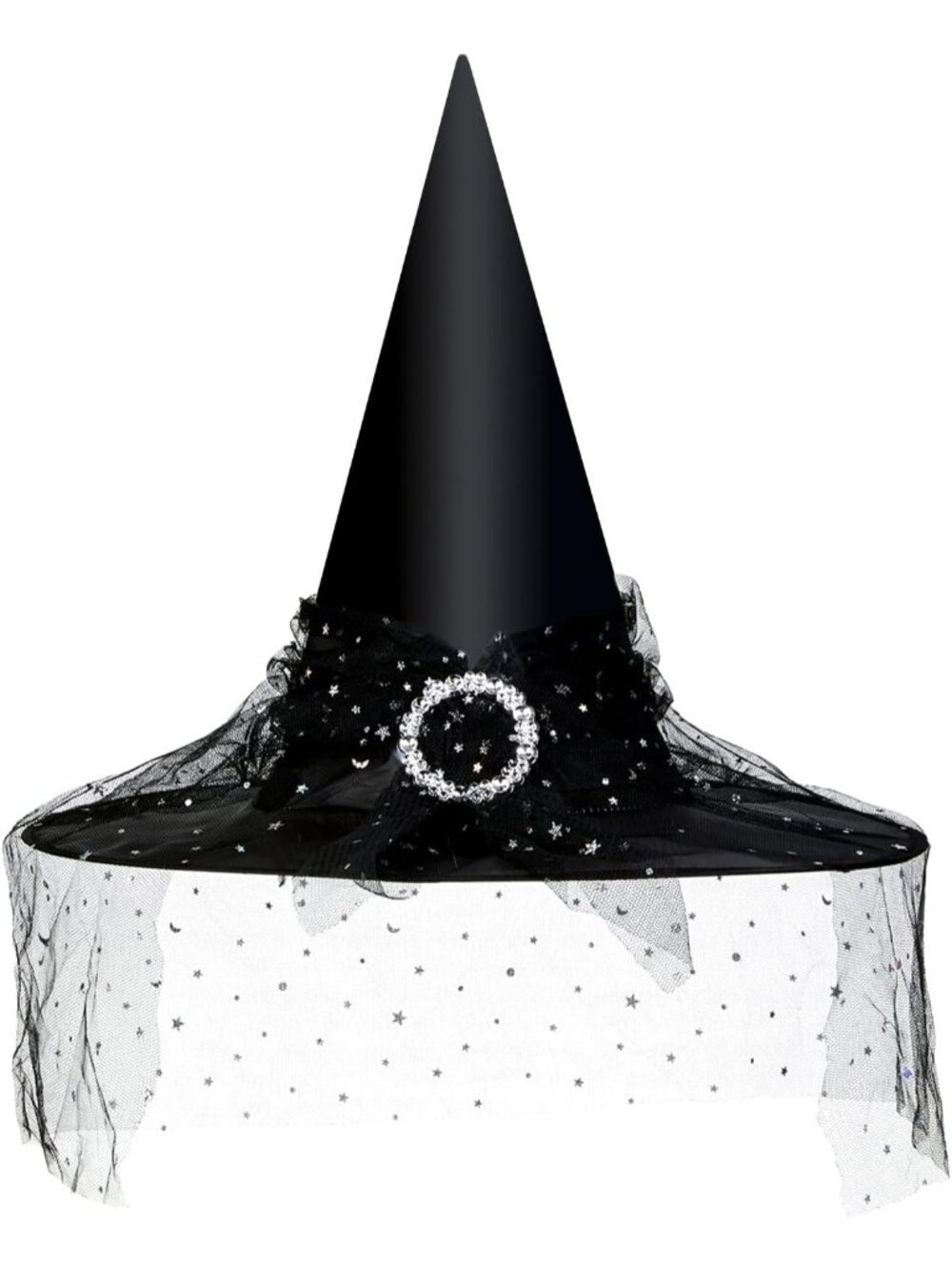 〽️Women Halloween Witch Hat Mesh Lace Cosplay Costume Accessory Wide Brim Dress